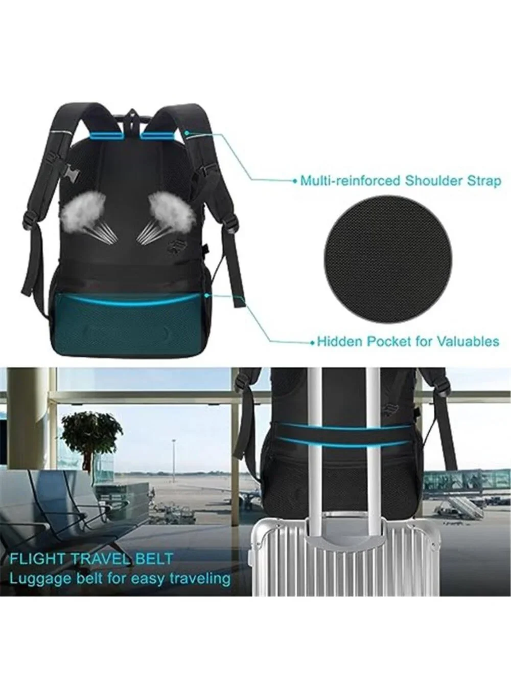 45L Travel Laptop Backpack Shoe Compartment Carry On USB Business Bag